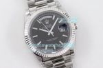 TWS Factory Swiss Replica Rolex Day Date Watch Black Face Stainless Steel Band Fluted Bezel  40mm